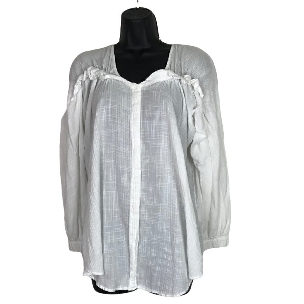 See By Chloe White 100% Cotton Button  Down Blouse Size M